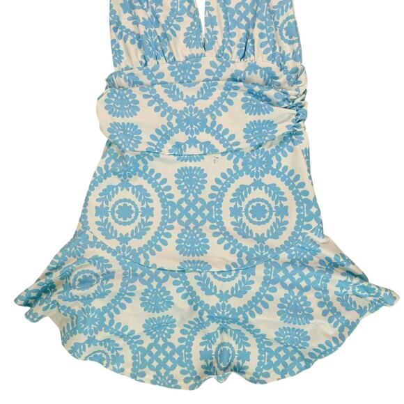 Boho Floral Print Backless Halter Romper Small Ruffle Hem Summer Resortwear READ - Picture 16 of 16